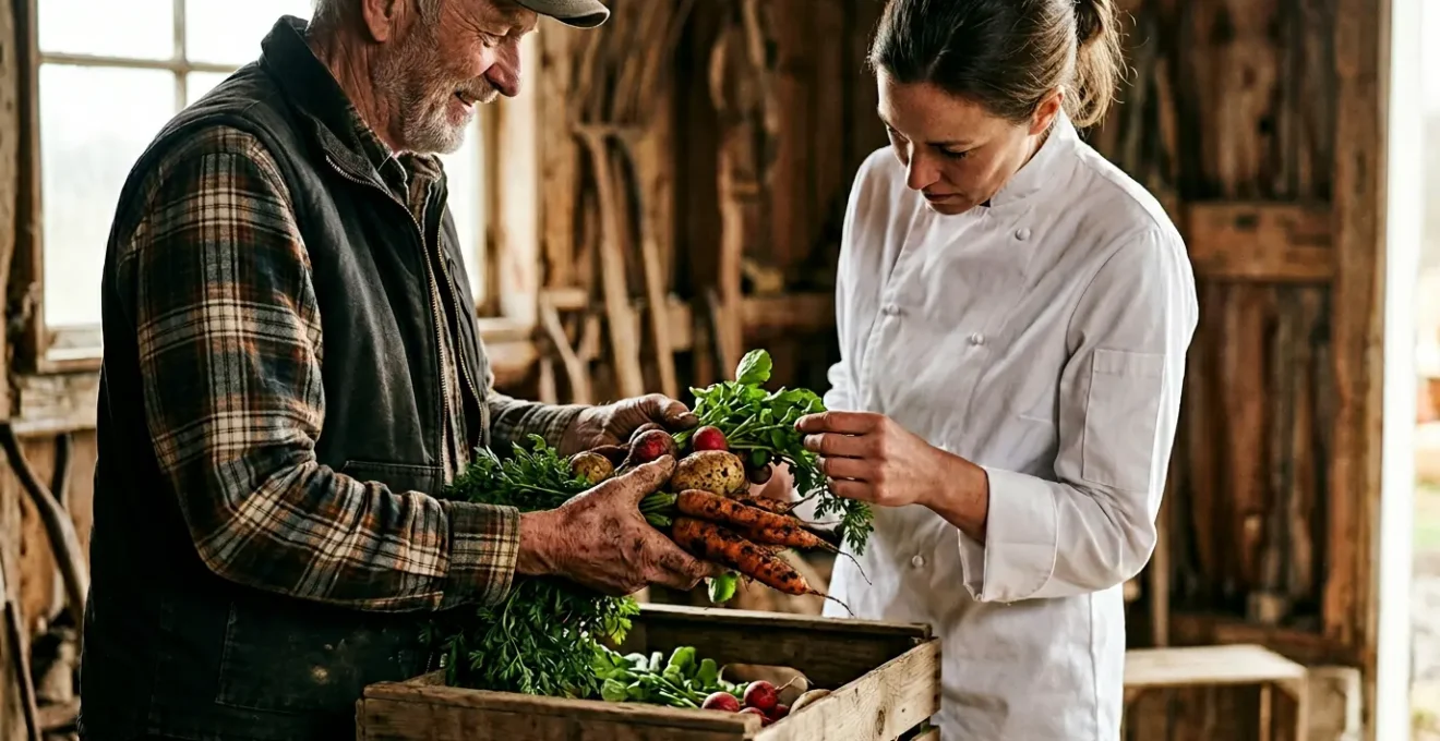 Partenariat entre chef cuisinier et producteur local dans un esprit de collaboration