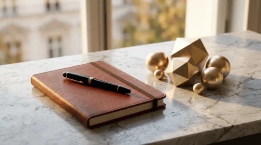 Photographie minimaliste illustrant le concept du choix de formation en hôtellerie avec des symboles visuels abstraits représentant l'investissement et le retour sur carrière