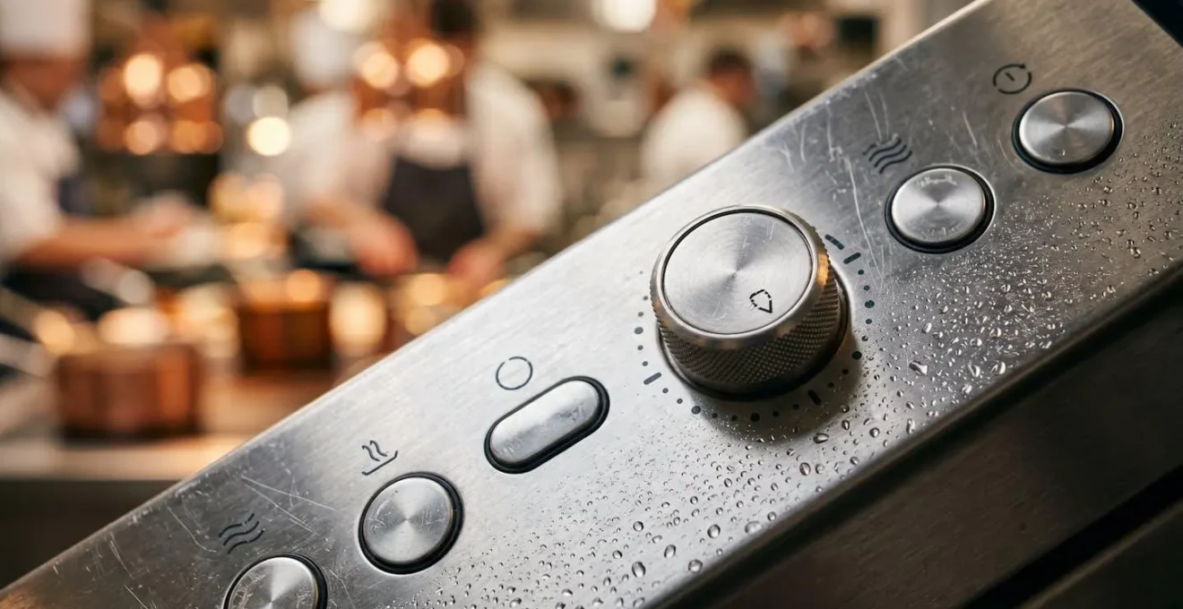 Four mixte professionnel en acier inoxydable dans une cuisine de restaurant moderne