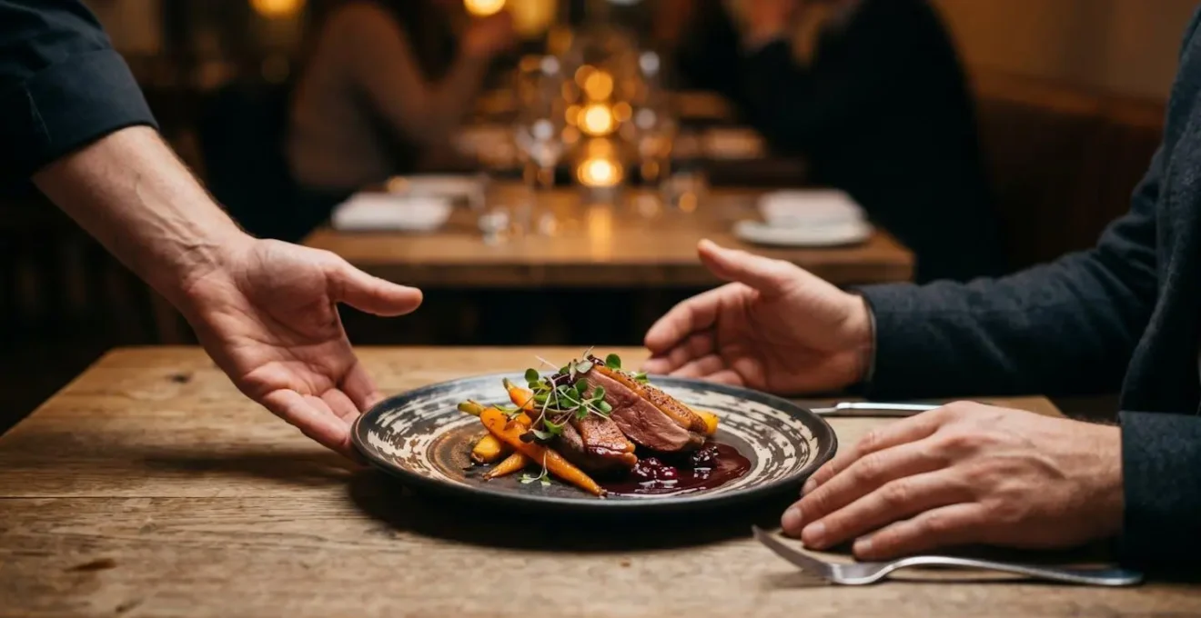 Moment de résolution d'une réclamation client avec écoute active et professionnalisme en restauration