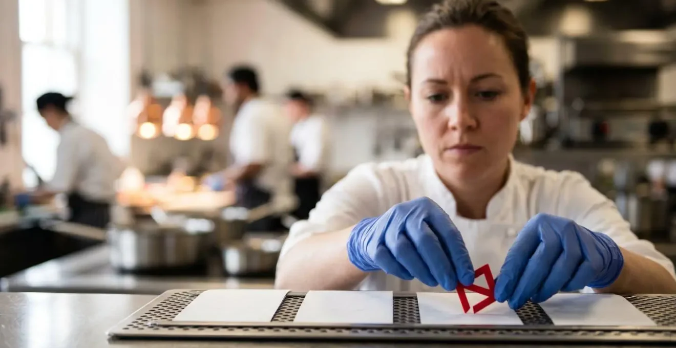 Organisation de cuisine professionnelle avec système de gestion des commandes spéciales et flux de travail optimisé