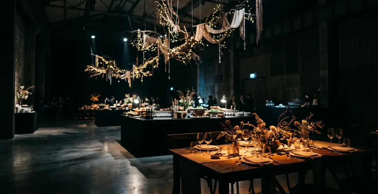 Transformation d'une salle de réception ordinaire en espace événementiel enchanteur grâce à la scénographie lumineuse